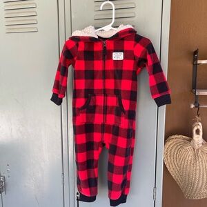 Carter's Red and Black Plaid Footless One Piece